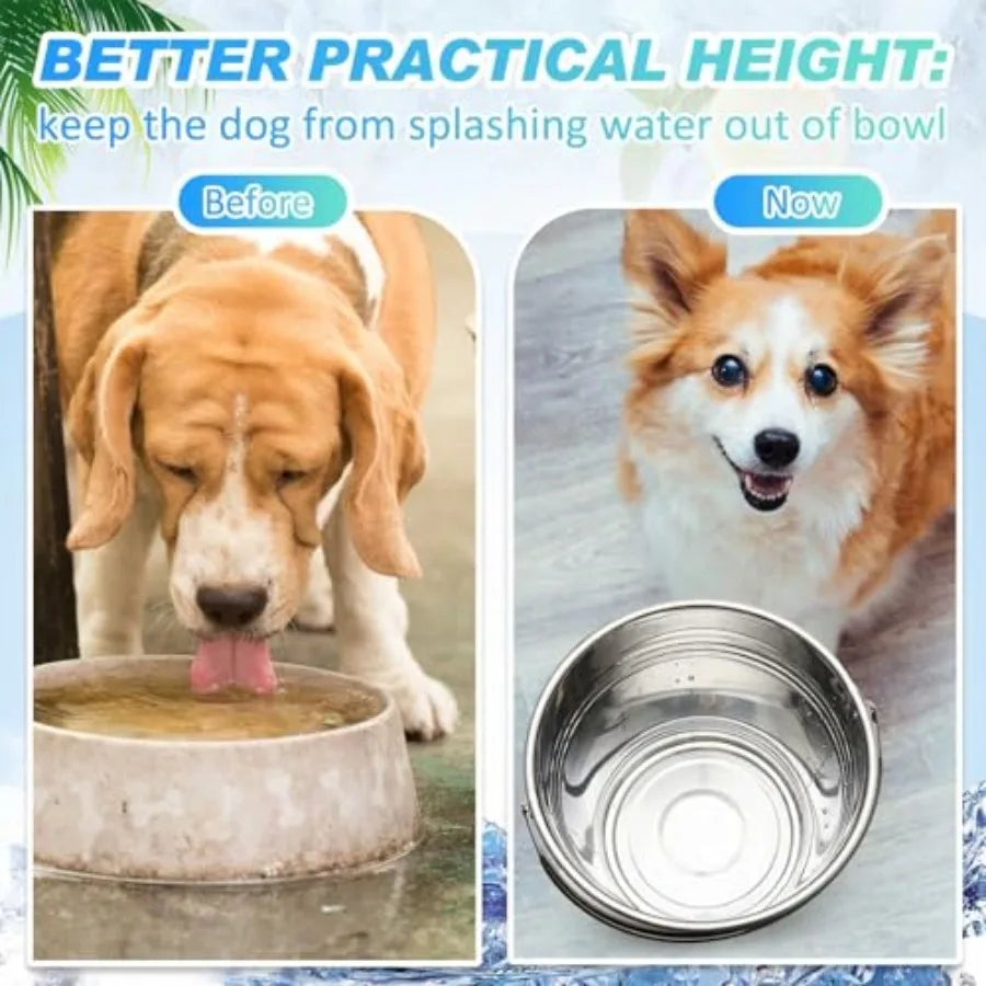 Pcs Stainless Steel Dog Water Bucket, Heavy Duty Stainless Steel Bucket Water Pails for Dogs Pets, for Kennels Farms Fences Cag