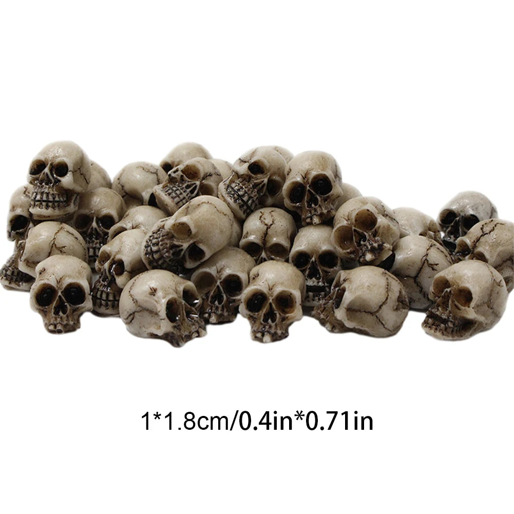 20Pcs Mini Skull Figure Collectable Halloween Skull Model Sculptures Creative Festival Theme Landscape Garden Potted Plant Decor