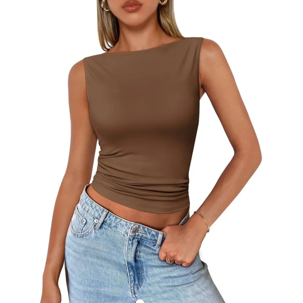 Women Vest Top Backless Sexy Y2K Fashion Slim-fit Spring Summer 2026 New Sleeveless Crop Cami
