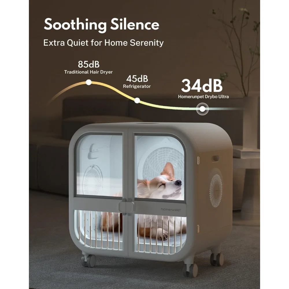 Drybo Ultra Pet Dryer Box - Ultra Quiet, Smart Temperature Control, 360° Efficient, 4 Locking Swivel Casters for, Customized