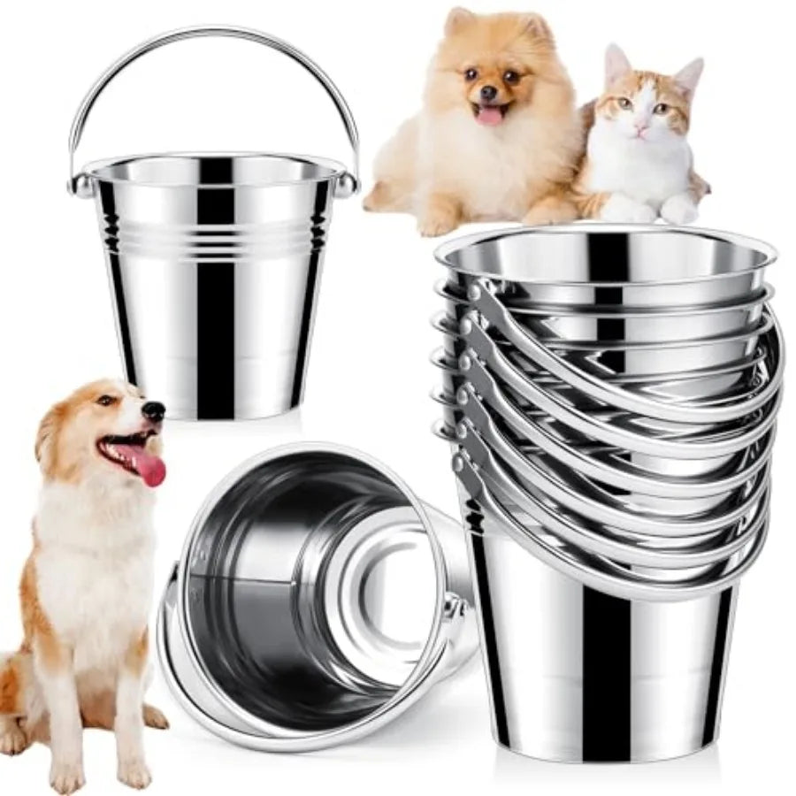 Pcs Stainless Steel Dog Water Bucket, Heavy Duty Stainless Steel Bucket Water Pails for Dogs Pets, for Kennels Farms Fences Cag