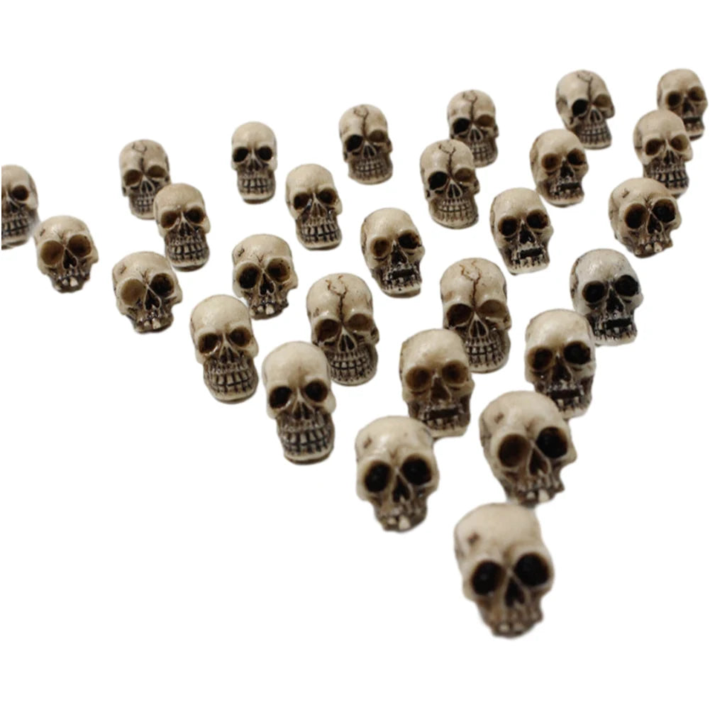 20Pcs Mini Skull Figure Collectable Halloween Skull Model Sculptures Creative Festival Theme Landscape Garden Potted Plant Decor
