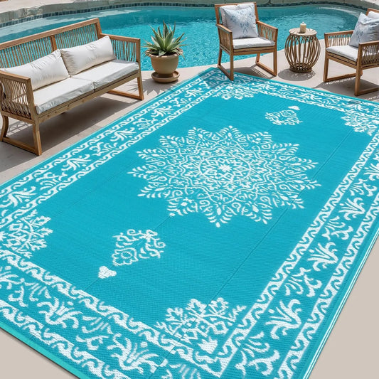 Waterproof Reversible Rug UV Resistant Patio Mat For Outdoor Spaces