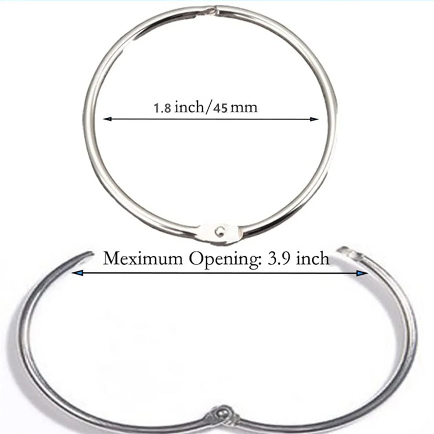 24 Pack Shower Curtain Rings,Rust Proof Shower Curtain Hooks for Bathroom,Loose Leaf Binder Rings Keychain Key Rings, Meta