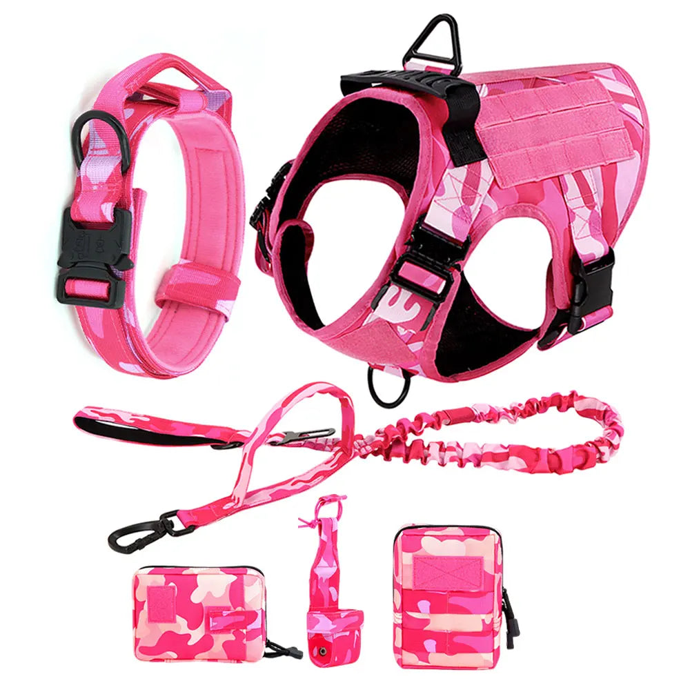 PETRAVELCN Military Camouflage Dog Harness With Adjustable Leash