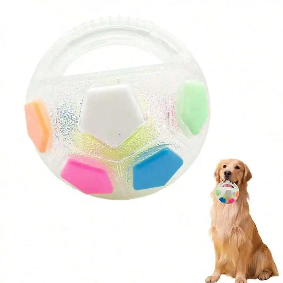 Chew-Tough Soccer Ball Dog Toy For Retrieval Training TPR Squeaky Interactive Outdoor Play