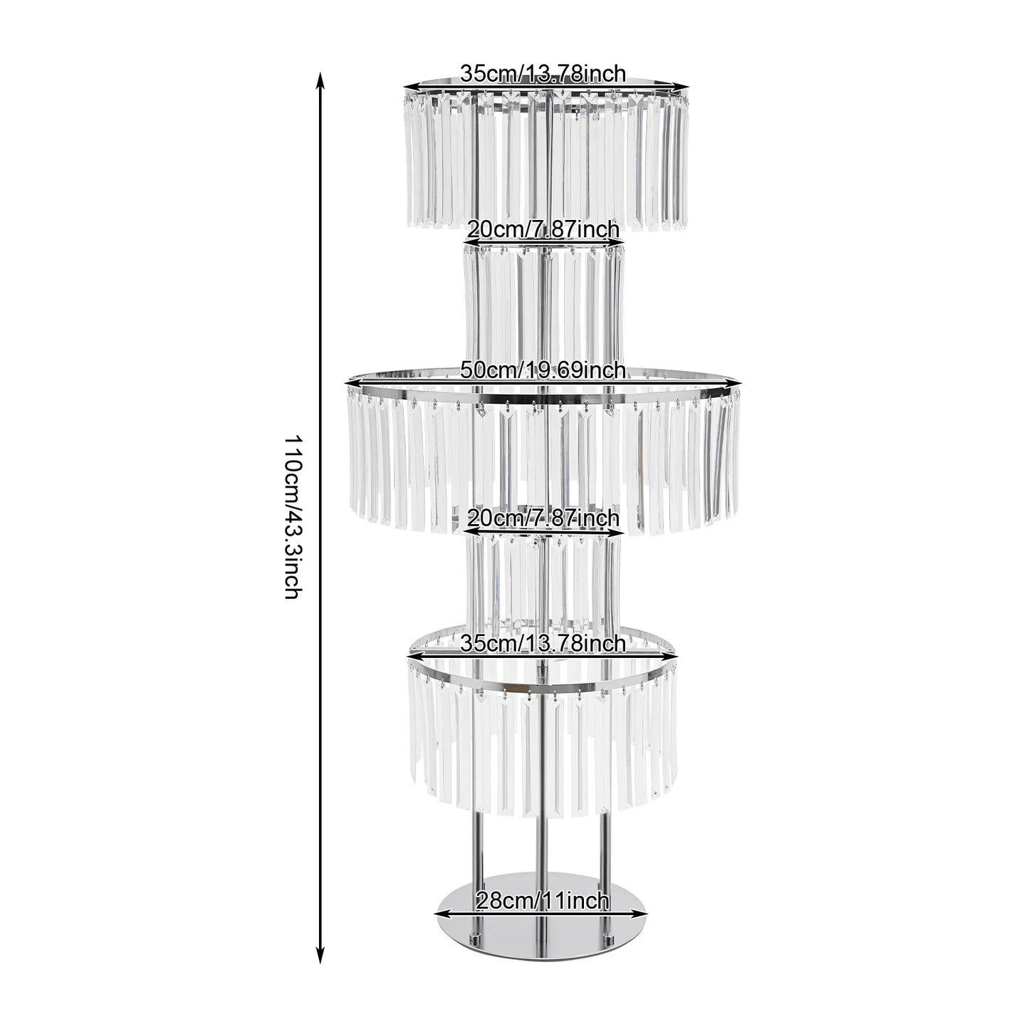 5 Tiers Gold/Silver Wedding Centerpieces Flower Stand Vase Centerpiece Acrylic Flower Stand with Hanging Acrylic