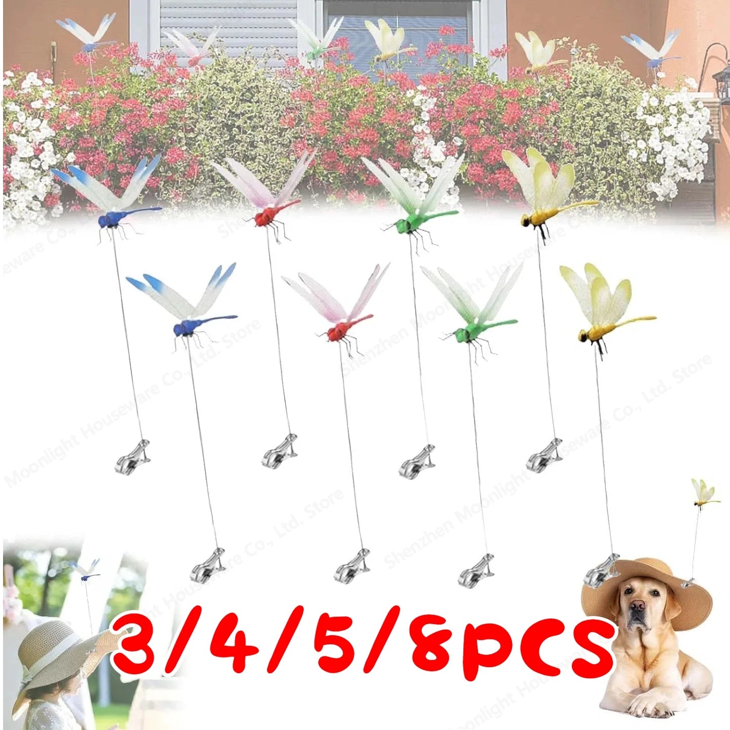 31CM Simulation Dragonfly Clip Bug Deterrent Realistic Dragonfly Hat Clip Bug Repellent Dragonfly Home Garden Decoration Supply