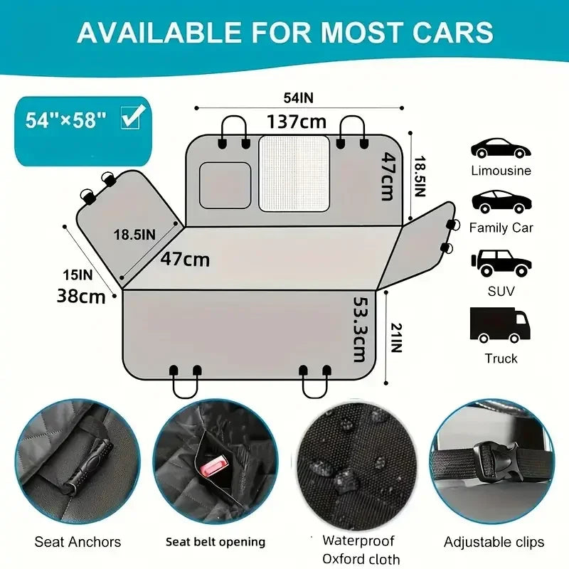 Dog Car Seat Cover Hammock Waterproof Nonslip Durable for Cars