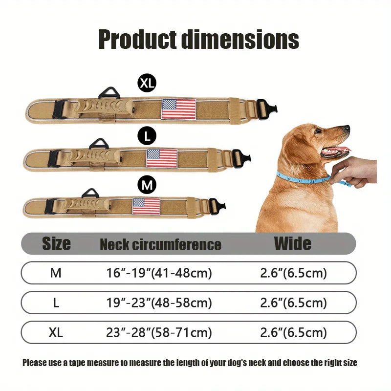 ZCAYNGER 3pcs 2.6" Tactical Dog Collar for Medium Dogs, Adjustable Heavy Duty Nylon Dog Collar with Reflective Stitching And Padded Handle for Hiking/Running