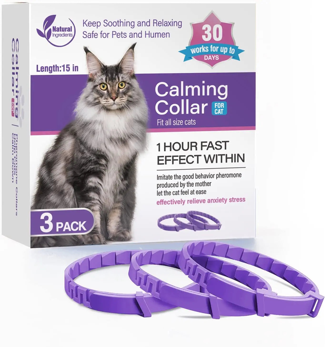 Calming Pheromone Collar Adjustable Anti Anxiety Puppy Kitten Dog Cat Safe Soft Fabric Daily Use