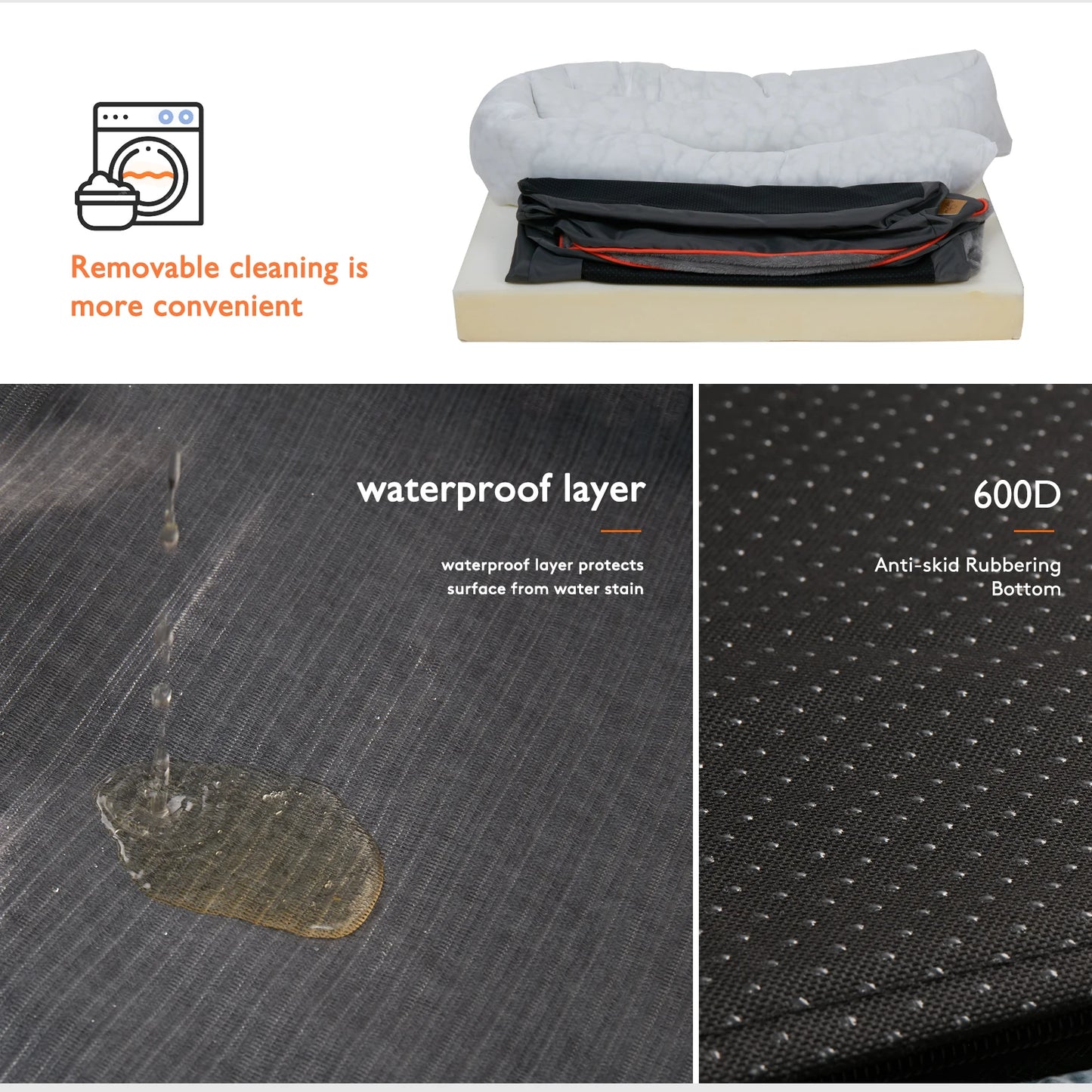 BINGOPAWCN Large Dog Bed With Anti Allergy Fleece Waterproof Cover
