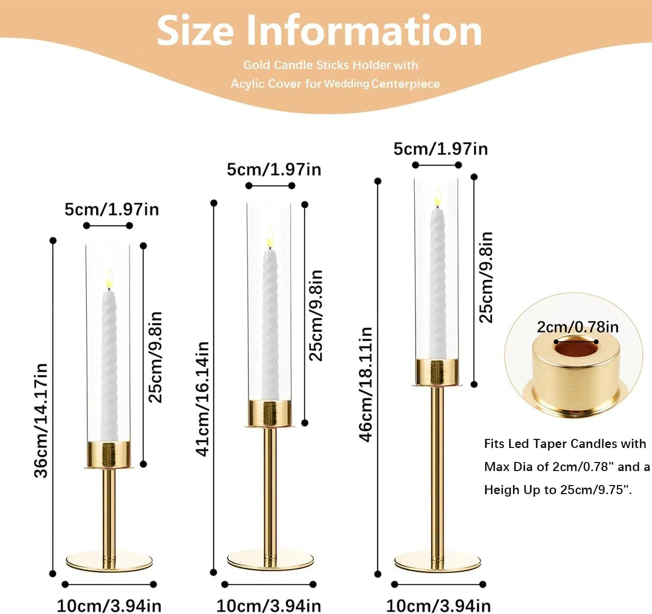 12PCS Gold Candle Sticks Holder in Bulk for Table Centerpiece Metal Candelabra with Acrylic lampshade for Wedding Christmas