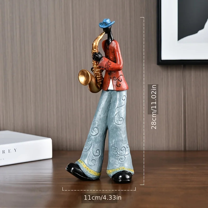 Creative American Nordic Vintage Band Musical Instrument Resin Statue Model Living Room Porch Study Bookshelf TV Cabinet Display