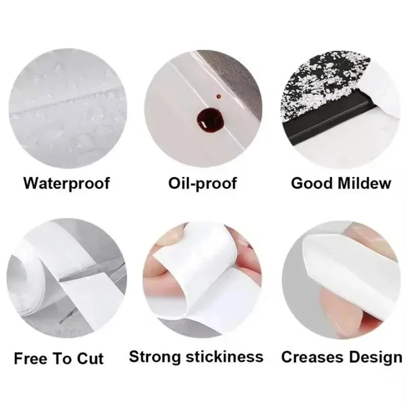 Bathroom Shower Sink Bath Sealing Tapes PVC Adhesive Sealing Strips Waterproof Wall Stickers for Bathroom Kitchen Sealant Tape