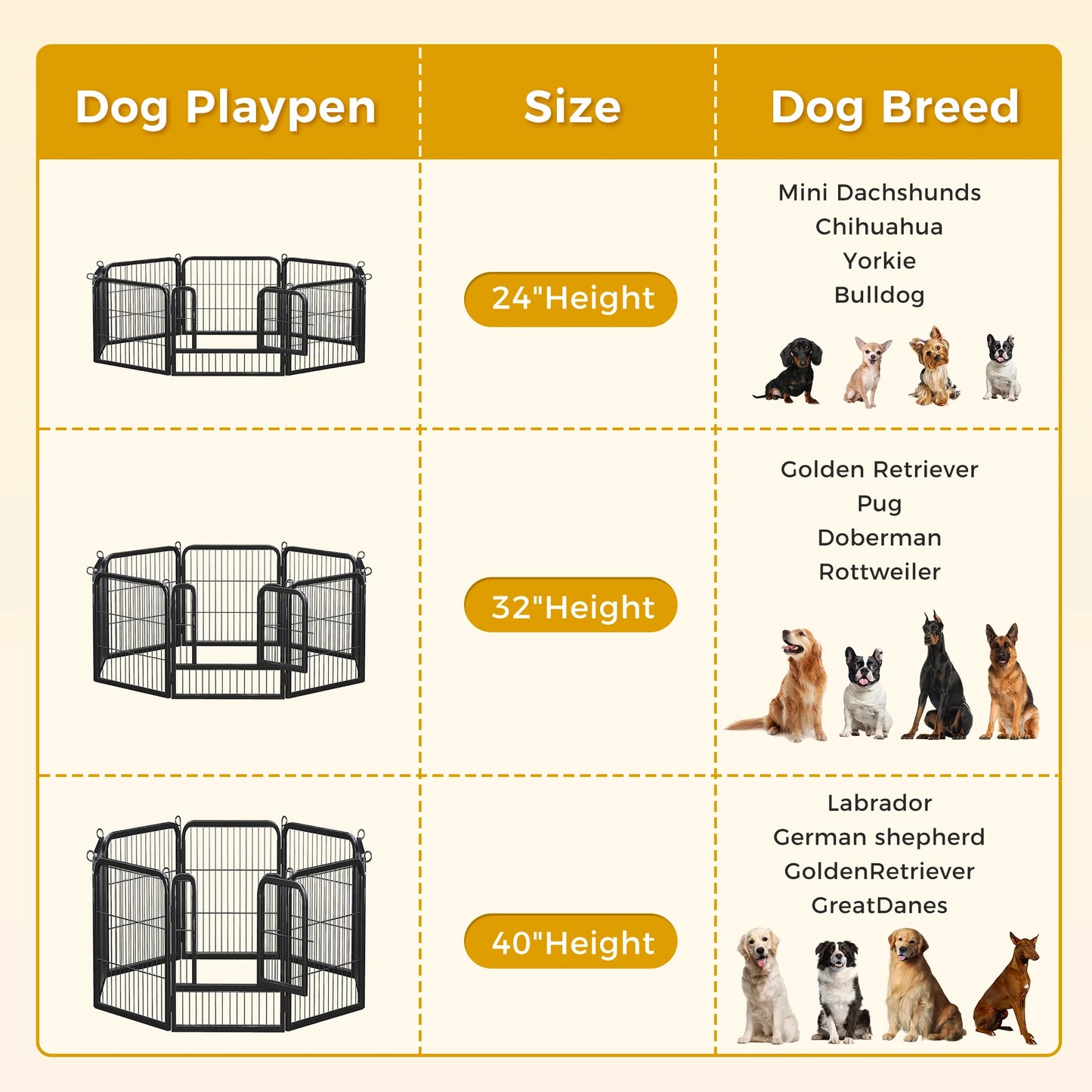 Dog Playpen Door Foldable Metal Fence For Outdoor Use