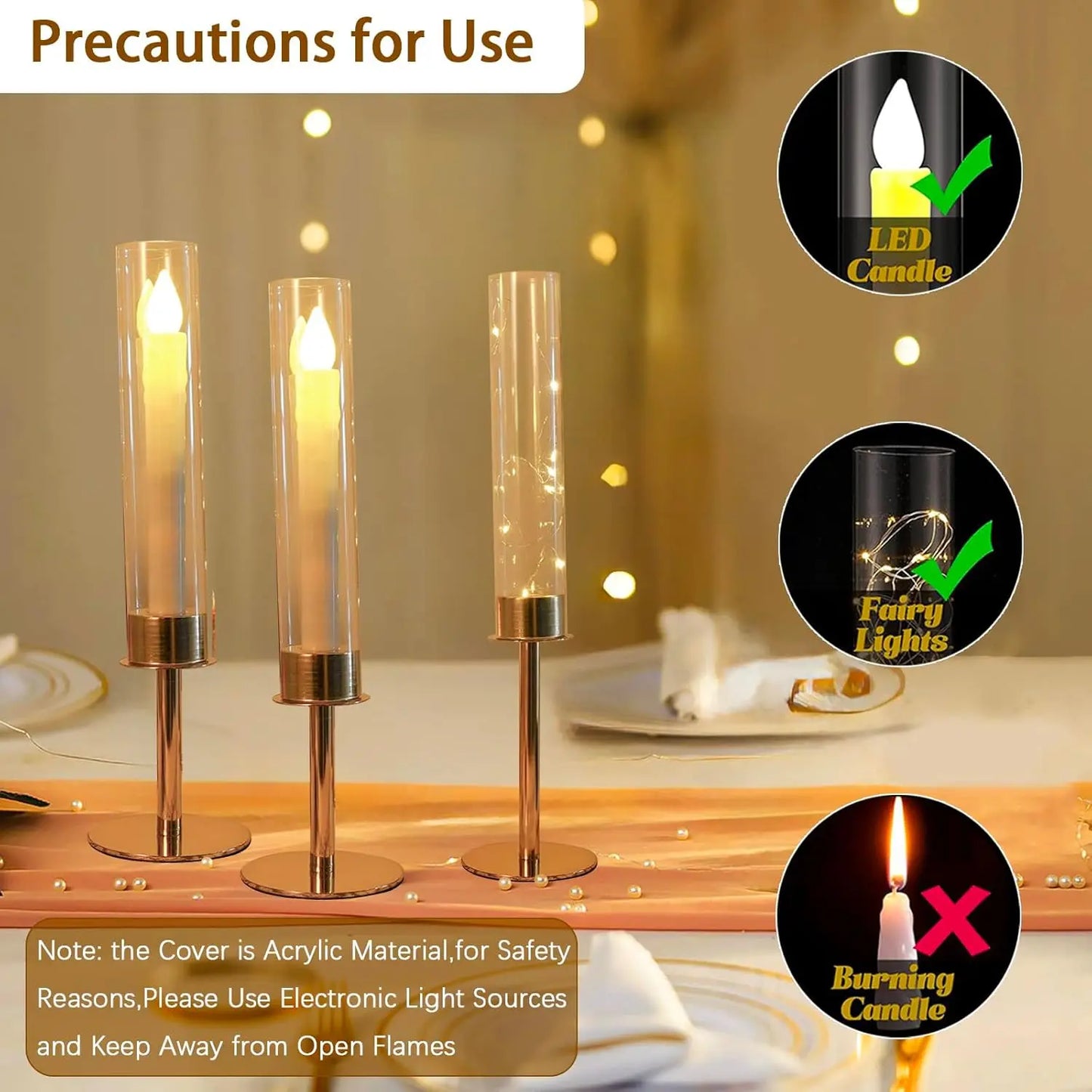 12PCS Gold Candle Sticks Holder in Bulk for Table Centerpiece Metal Candelabra with Acrylic lampshade for Wedding Christmas