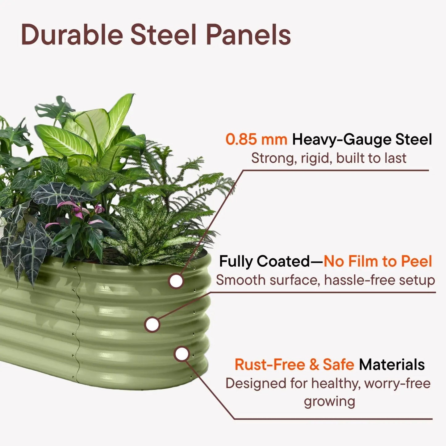 6x2x1.5ft 17in Tall Raised Garden Bed Galvanized Steel Planter Box Outdoor Herb Strawberry Small Space Custom
