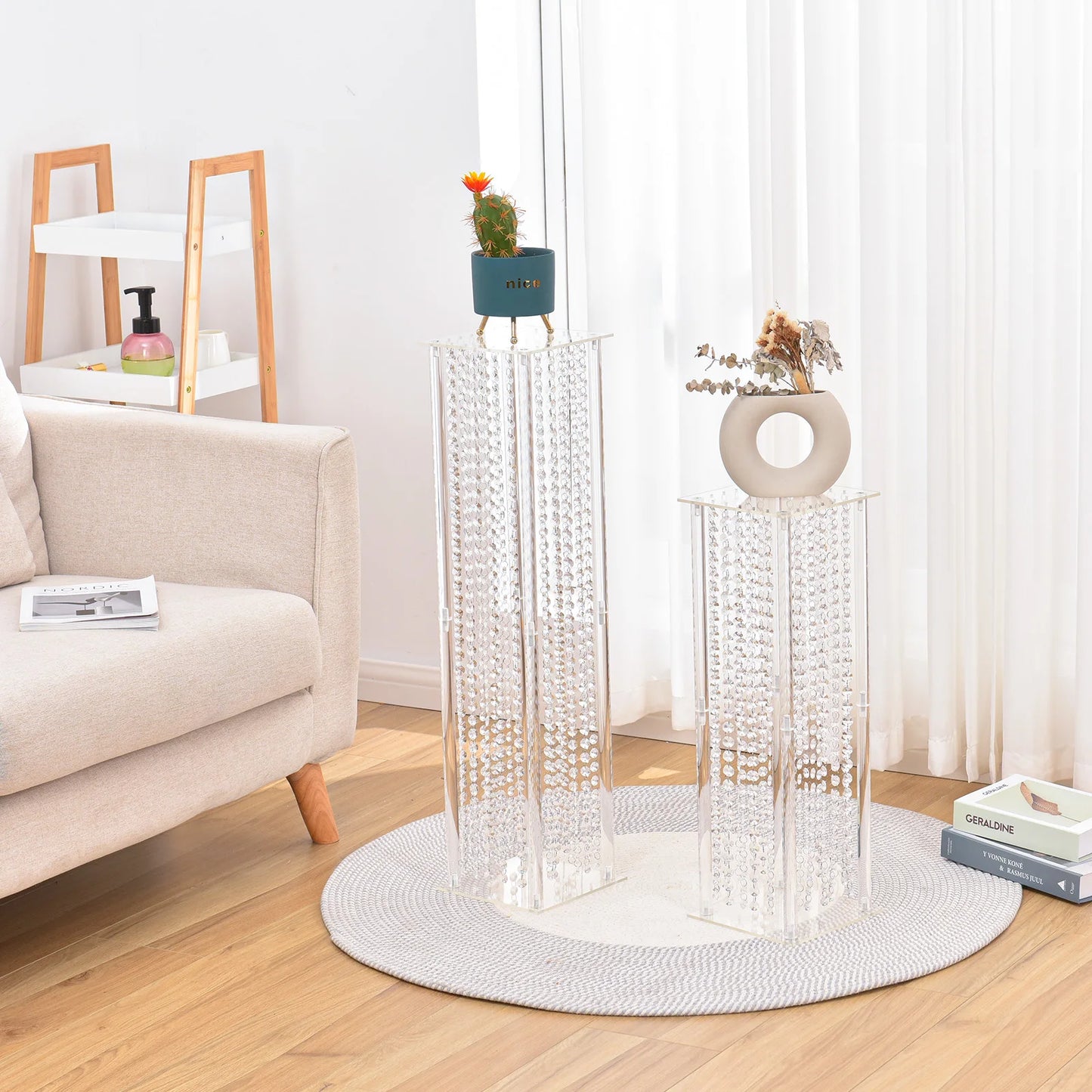 VINCIGANT 4-Piece Clear Floor Vases Geometric Centerpieces