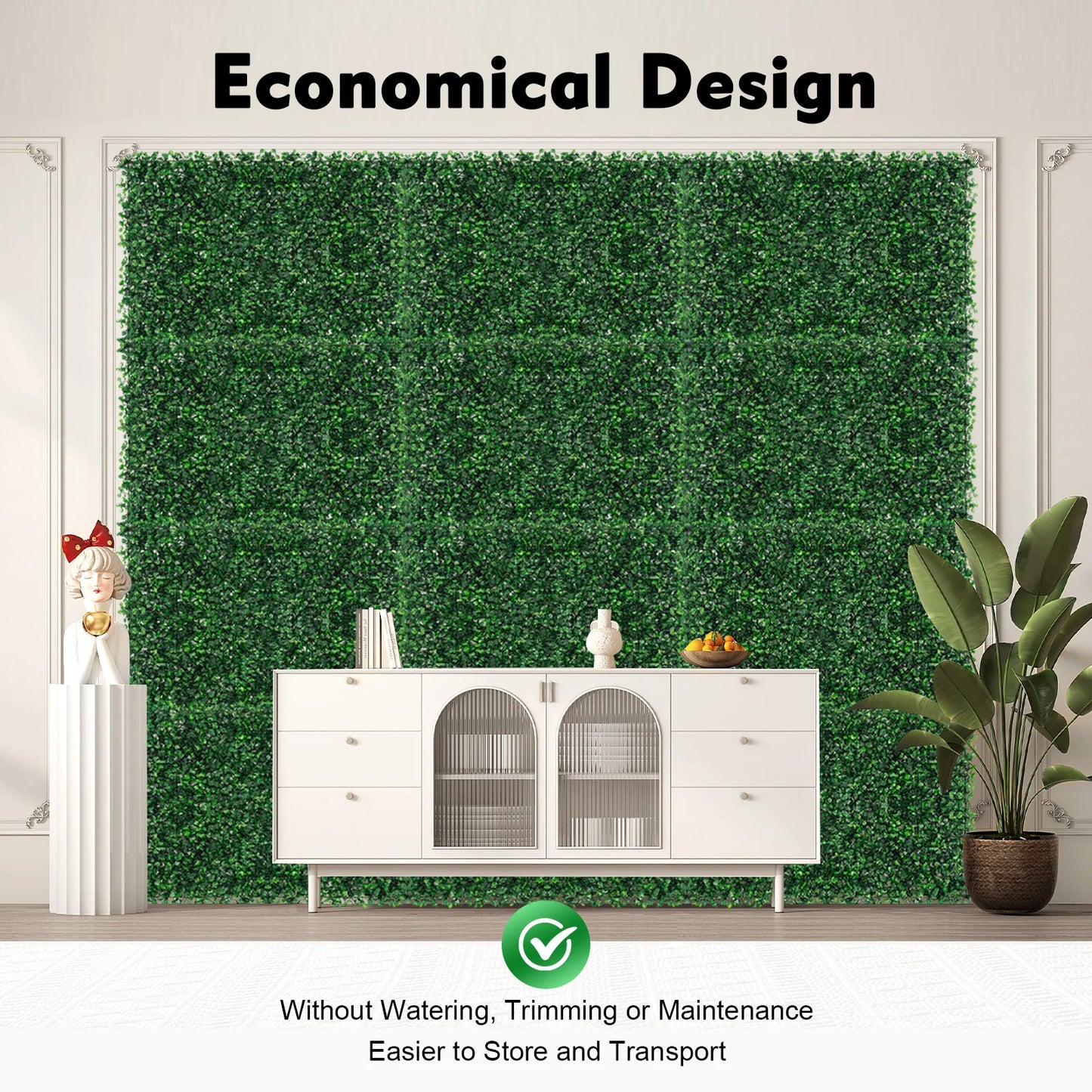 12PCS 60×40CM Artificial Grass Mat Panel PE Waterproof Wall Hedge for Indoor Outdoor Decor DIY Privacy Fence Wedding
