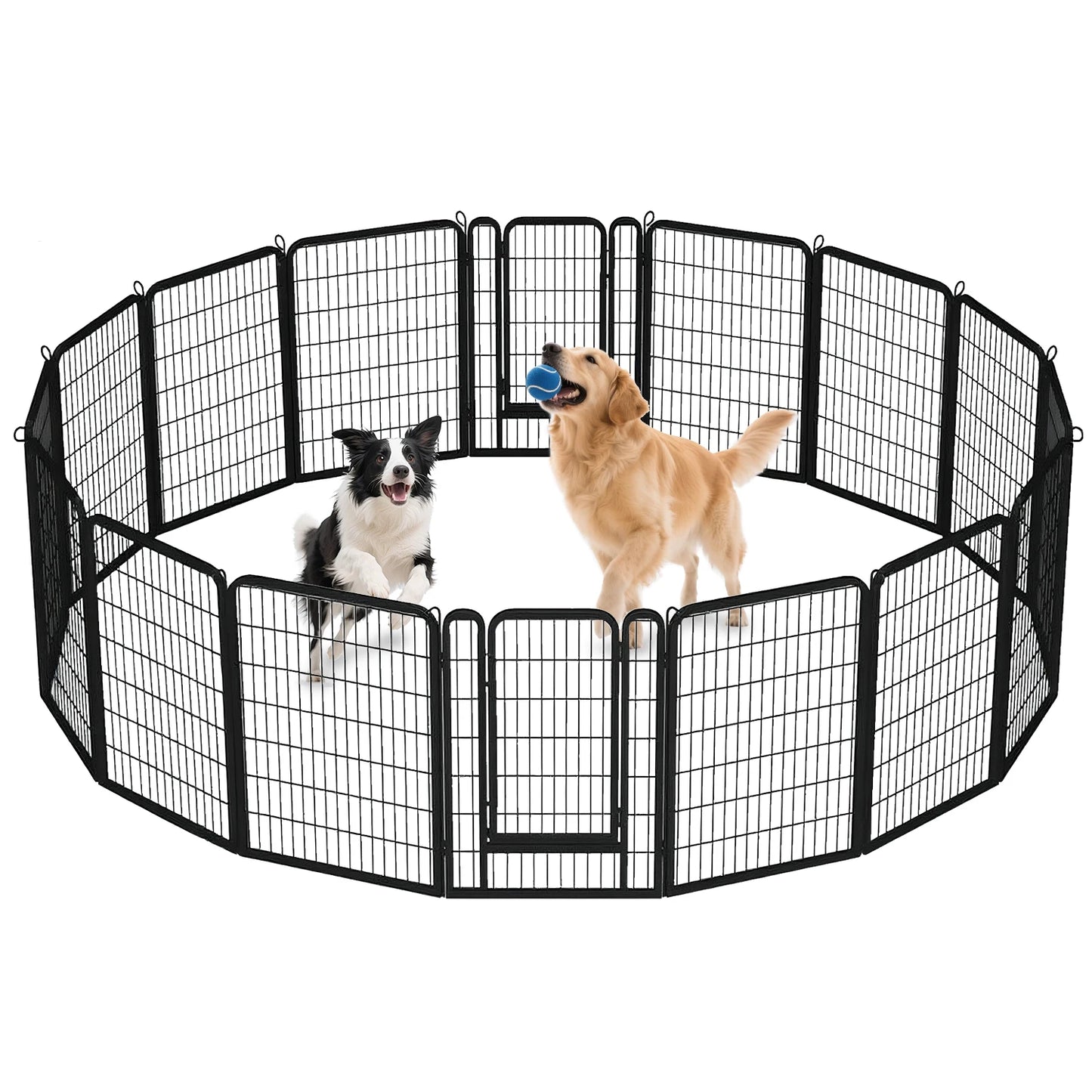 Dog Playpen With Door Foldable Metal Pet Fence Outdoor
