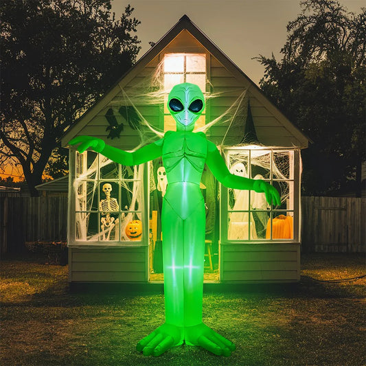 9 FT Tall Halloween Inflatable Decoration Outside Blow Up Alien Inflatable Outdoor Decor with Build-in LEDs for Halloween Yard Lawn Garden Decorations