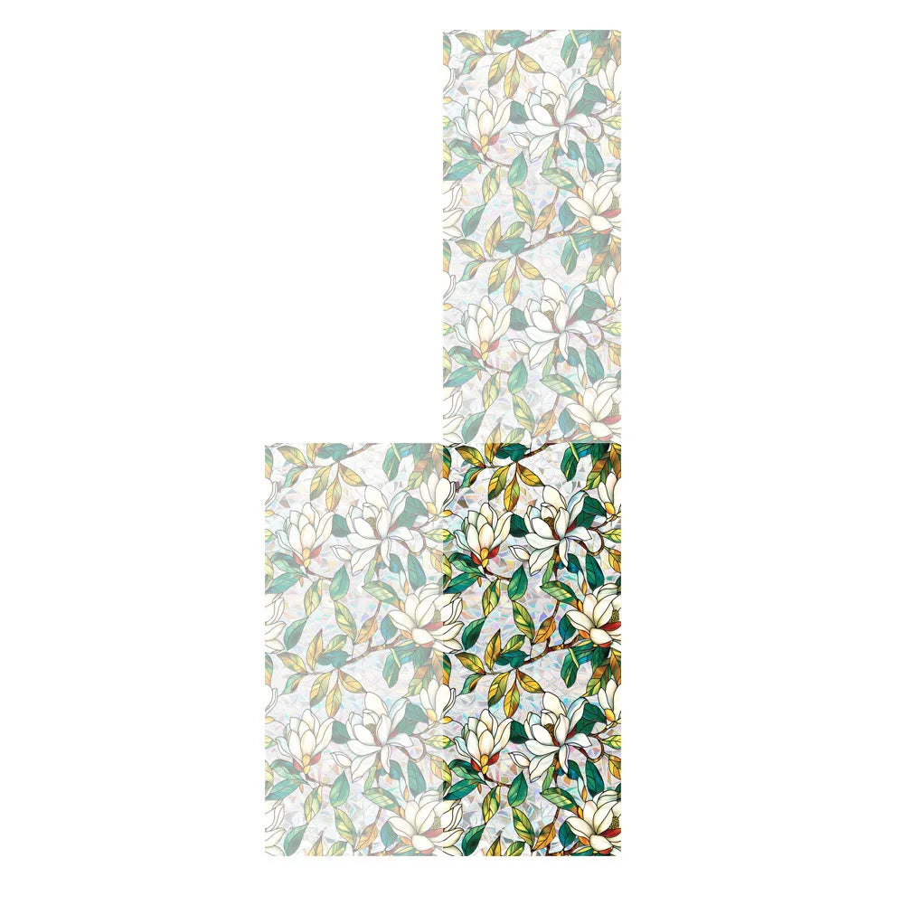 Flowers Window Privacy Film Stained Glass Window Film Removable Static Cling Stickers Decorative Window Decals for Home