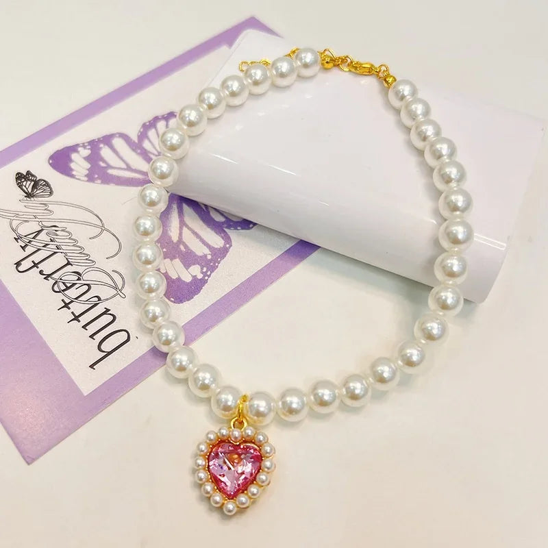 Hot Sale Princess Pearl Pet Collar for Small Dogs Cats Chihuahua Kitten Cute Wedding Gift Jewelry Accessory