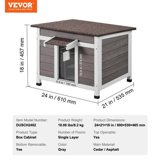 SucceBuy Outdoor Cat House Weatherproof, Feral Cat Shelter for Cat Outdoor Wooden Cat Rabbit House with All-Round Foam Insulated