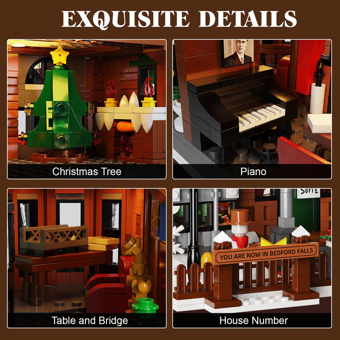 It's A Wonderful Life House Building Block Set Home Decor Christmas Holiday Snow House Room Decoration Gift for Adults