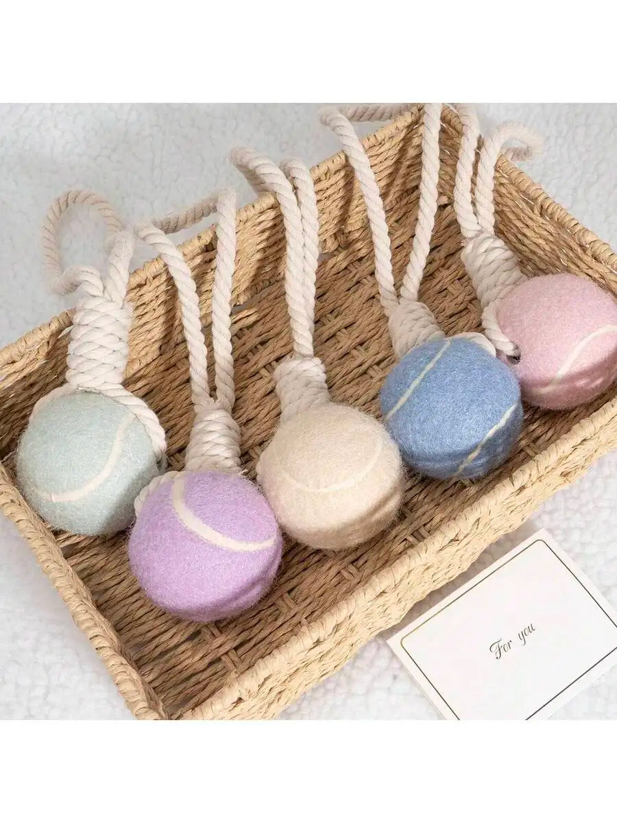 Pet Dog Tennis Ball Chew Toy With Rope Tug Of War Interactive Toy