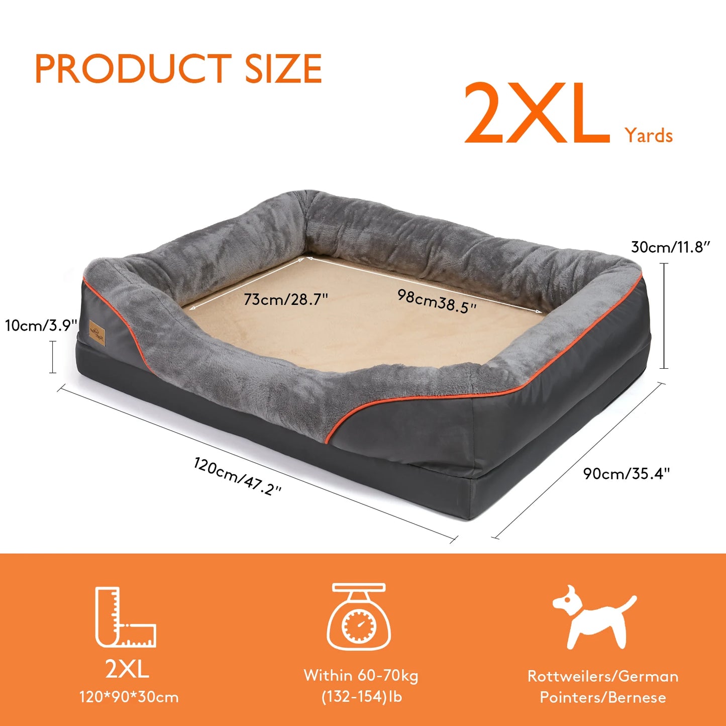 BINGOPAW Dog Bed Anti Allergy Waterproof With Removable Cover