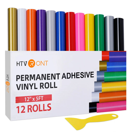 12/8 Pack HTVRONT 12inX5ft Multi Color Permanent Adhesive Vinyl Rolls for Cricut Craft DIY Cup Glass Phone Case Home Decor Gift