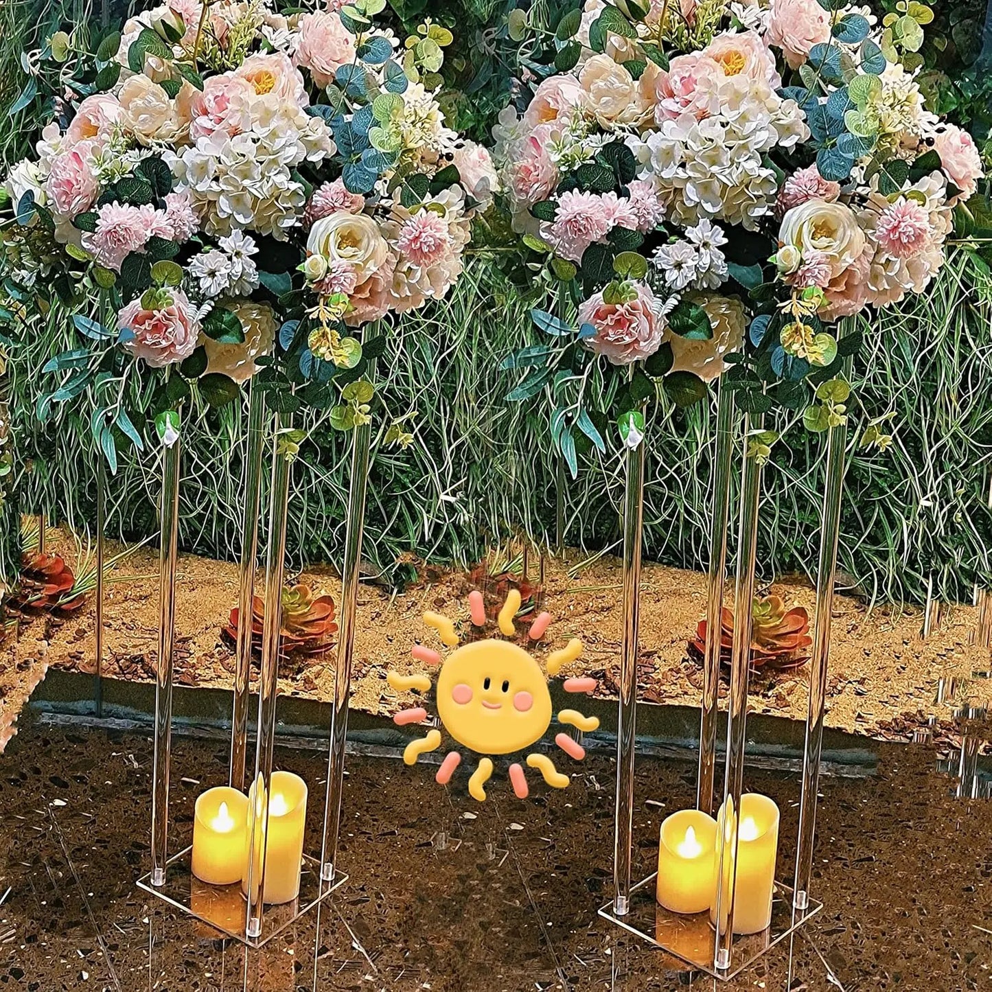 2 Pcs Flower Vase, 60cm Tall Column Clear Acrylic Stand for Party Wedding Table Bouquet Display Pillars Festival Geometric Decor