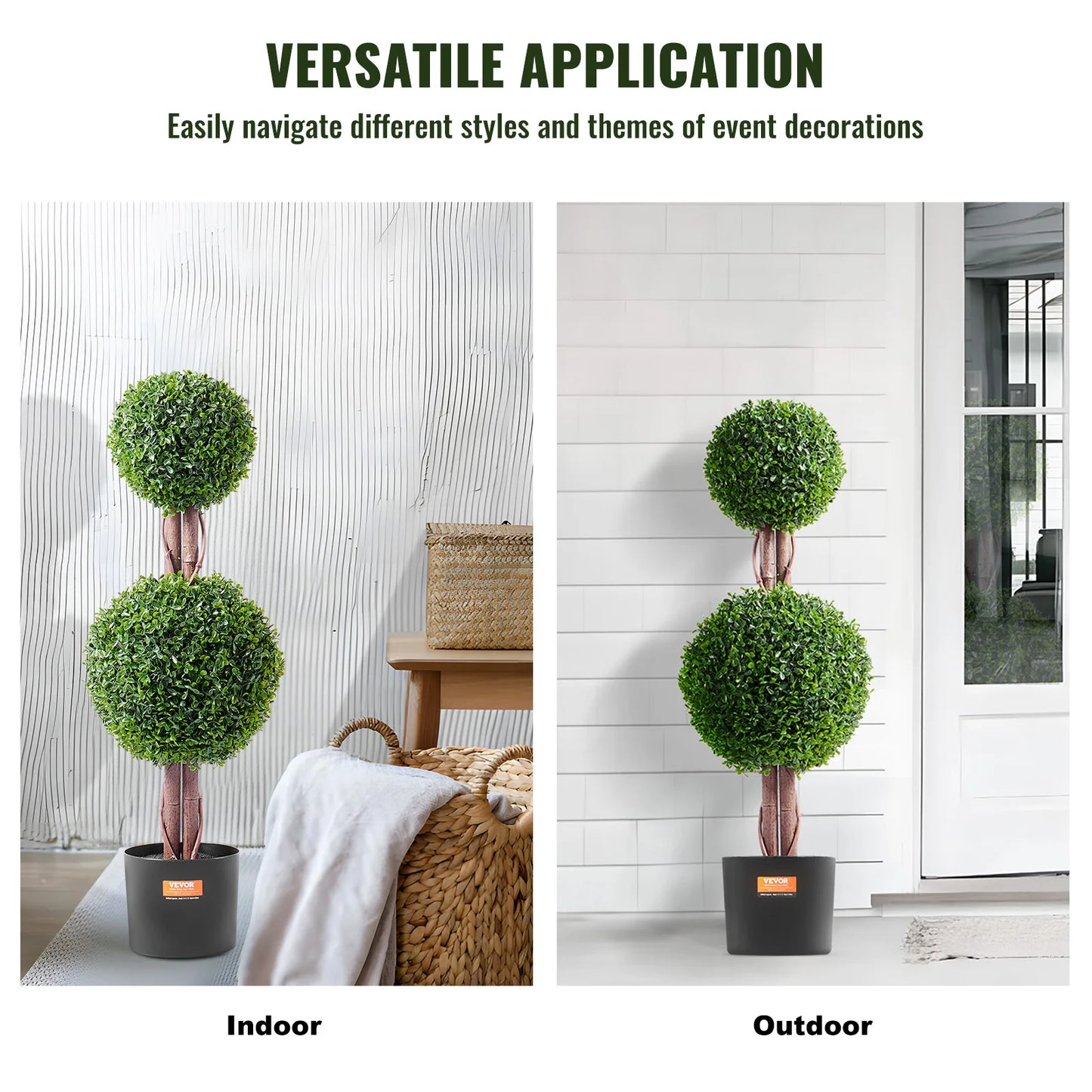 SucceBuy Artificial Boxwood Topiary Tree Faux Plant w/ Extra Leaves Pot Small Decoration UV Rated Set for Home Decor Indoor