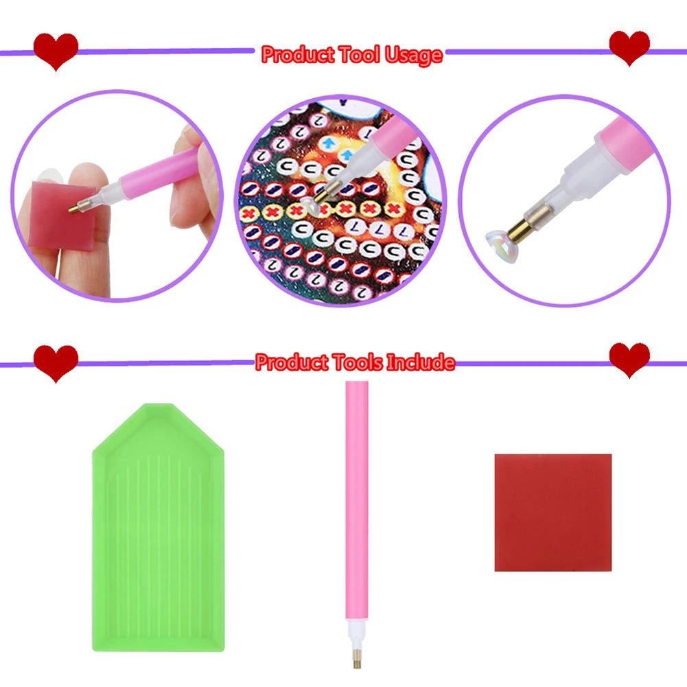 5D DIY Partial Special Shaped Drill Diamond Painting Kit Girl Decoration 30x30cm
