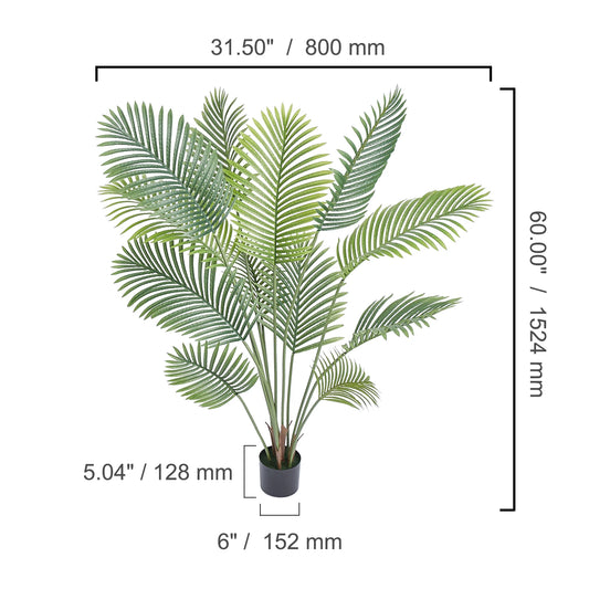 SucceBuy Artificial Palm Tree 4/5/6 FT Faux Plant Secure PE Material & Anti-Tip Tilt Protection Low-Maintenance Plant for Home