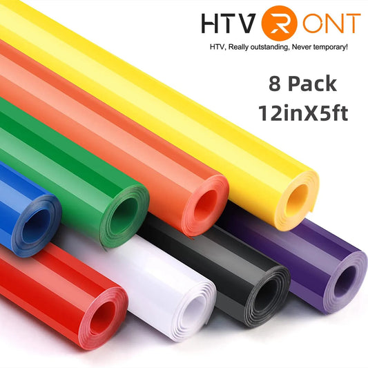 12/8 Pack HTVRONT 12inX5ft Multi Color Permanent Adhesive Vinyl Rolls for Cricut Craft DIY Cup Glass Phone Case Home Decor Gift