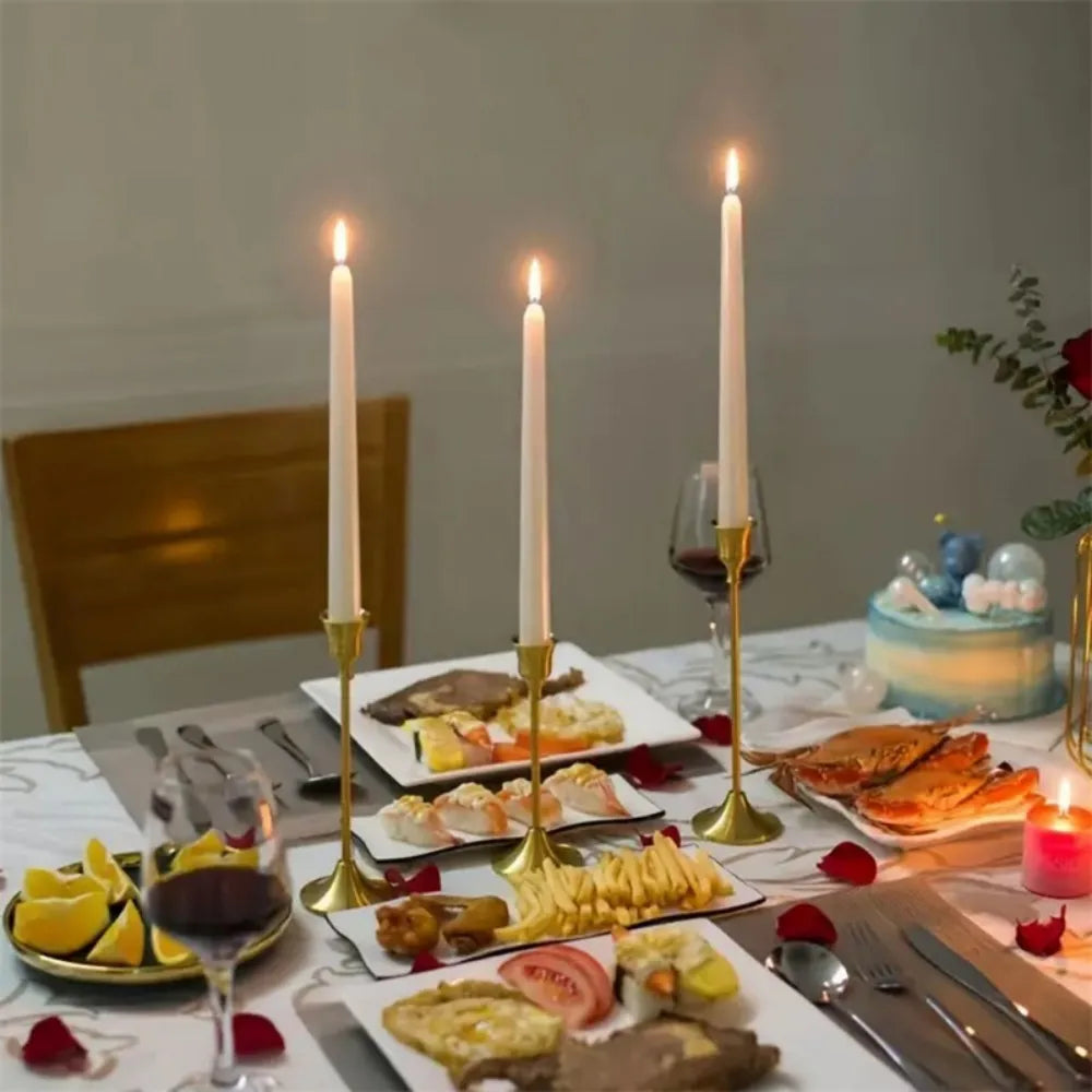 6pcs/Set Romantic Candlestick Gold Metal Taper Candle Holders European Elegant Home Decorate Holder for Room Wedding Decoration