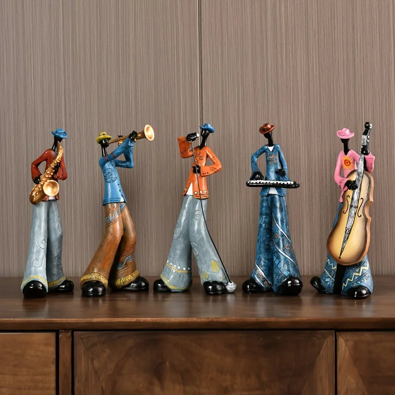 Creative American Nordic Vintage Band Musical Instrument Resin Statue Model Living Room Porch Study Bookshelf TV Cabinet Display