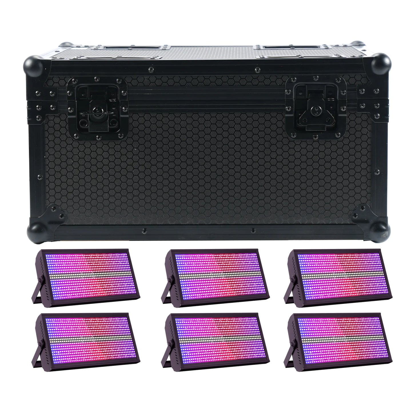 U'King 6Pcs 200W LED RGBW 48+8-Segment Strobe Lights With Flightcase/6Pcs Strobe Lights/Only 1Pcs Flightcase For Party Show KTV