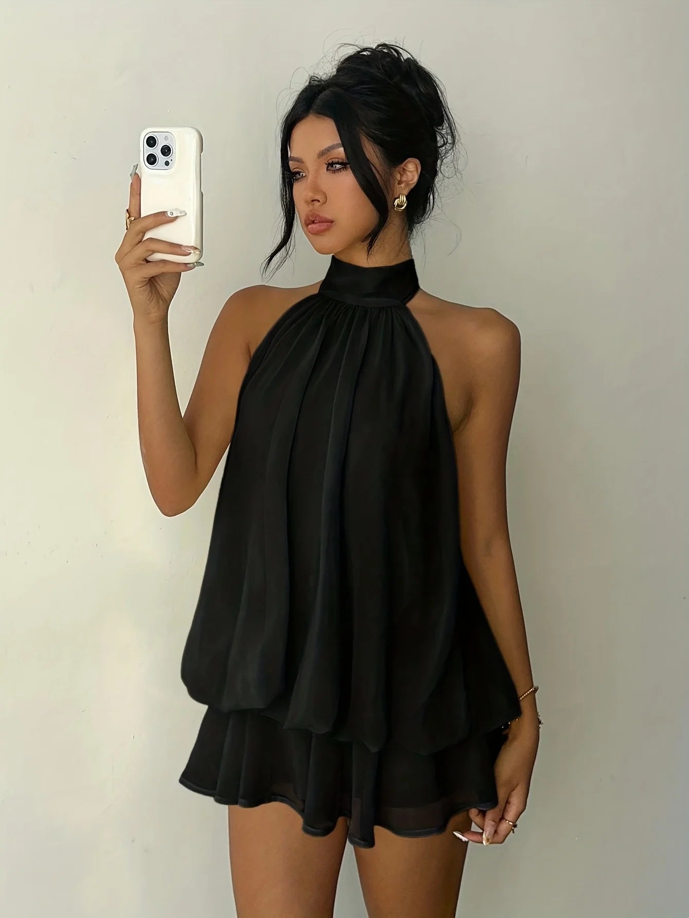 Women's Elegant Off-Shoulder Tie-Up Mini Dress, Backless Party Vacation Dress