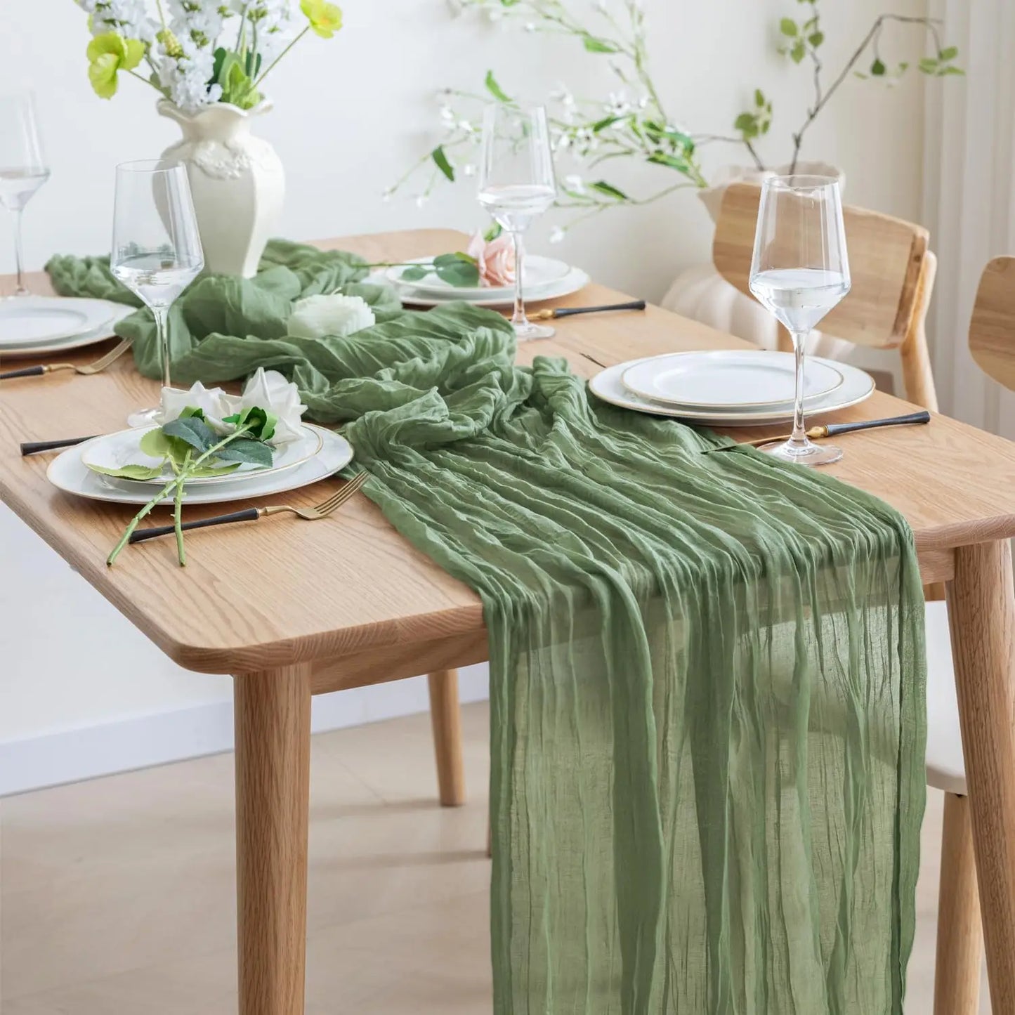 1/2/4/6Pack CheeseCloth Table Runner,40x270cm Boho Gauze Fabric Rustic Sheer TableRunner for Wedding Bridal Shower Party Banquet