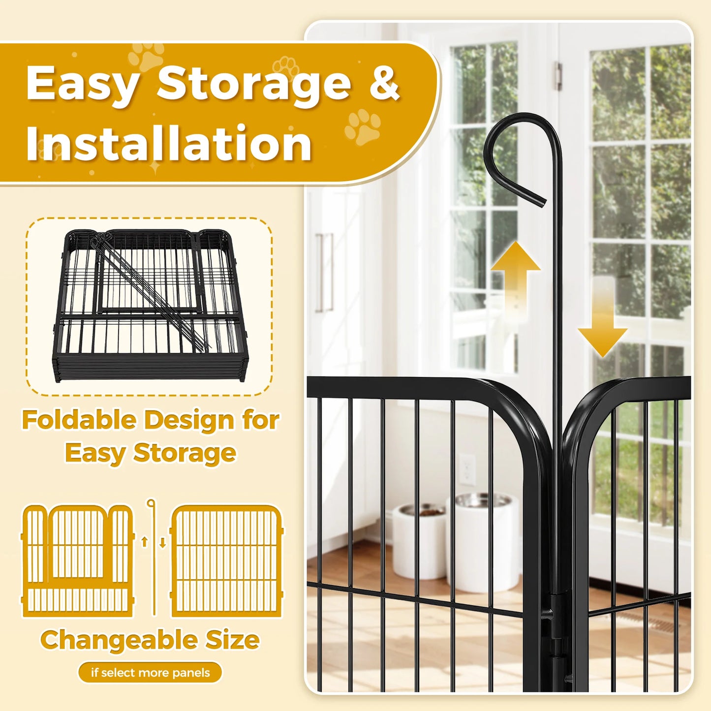 Dog Playpen With Door Foldable Metal Pet Fence Outdoor