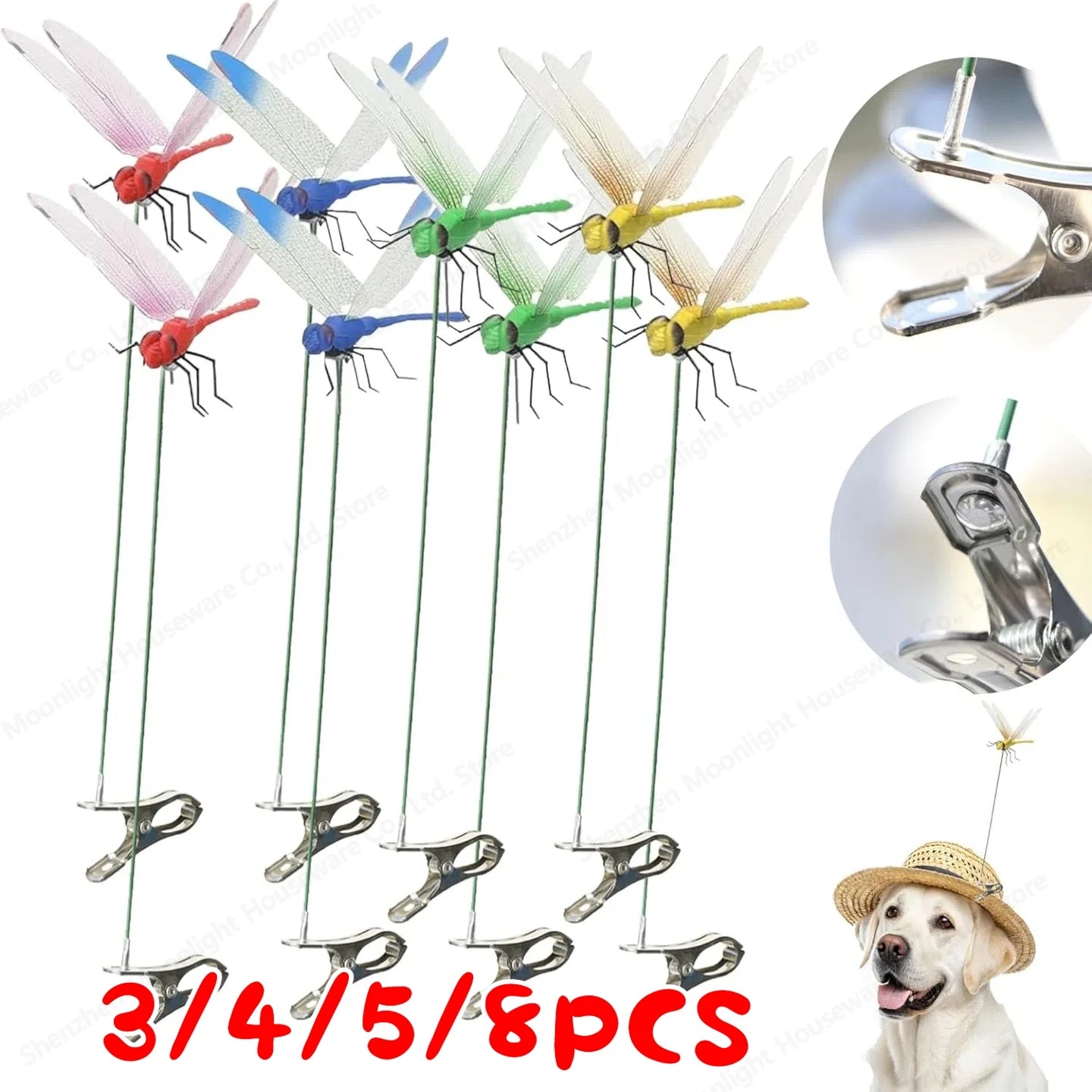 31CM Simulation Dragonfly Clip Bug Deterrent Realistic Dragonfly Hat Clip Bug Repellent Dragonfly Home Garden Decoration Supply