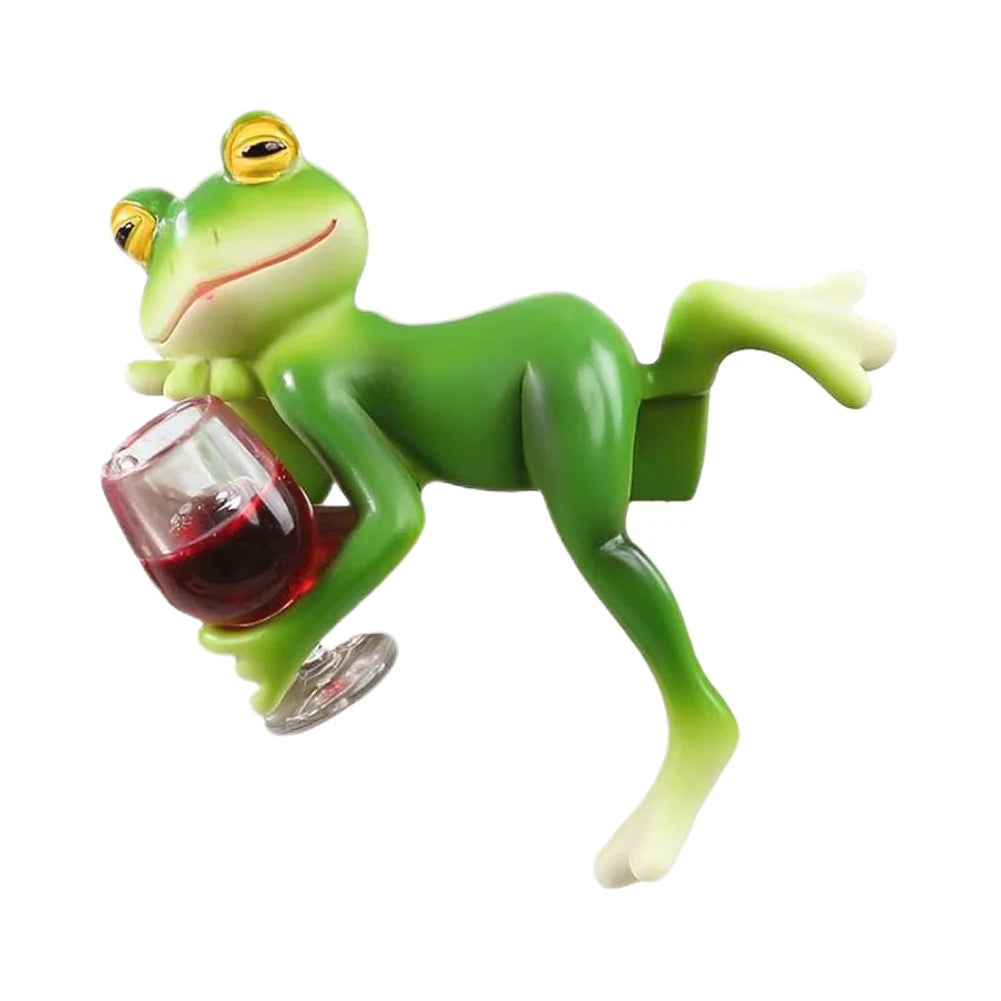 Funny Drinking Frog Statue Flower Pot Hugger Resin Hanging Frog Figurine Planter Hugger Plant Decorations for Pots