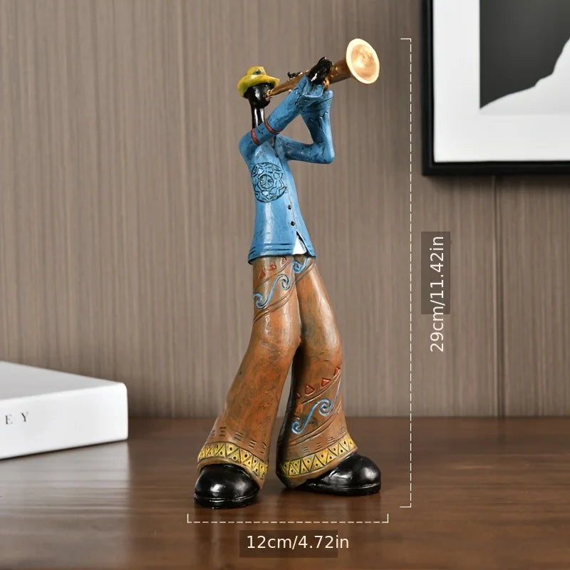 Creative American Nordic Vintage Band Musical Instrument Resin Statue Model Living Room Porch Study Bookshelf TV Cabinet Display