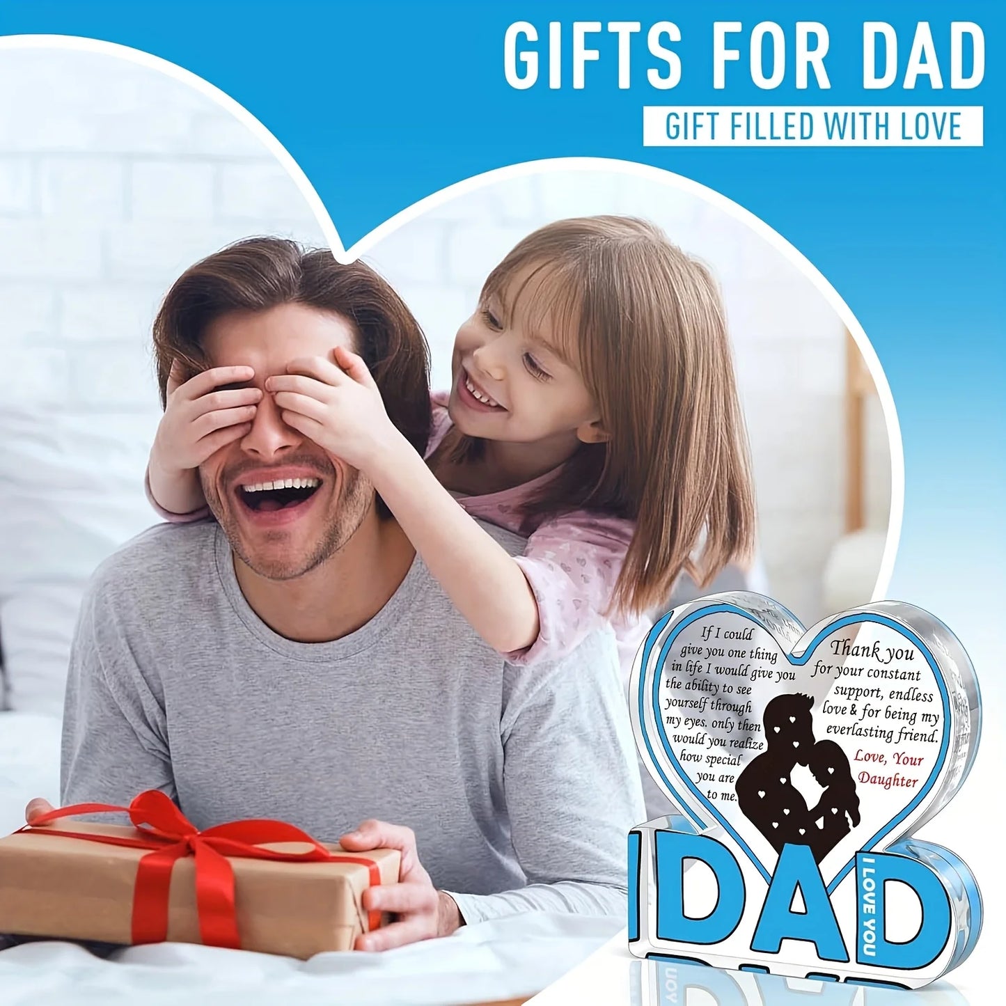 Dad Acrylic Plaque Gifts for Dad Christmas Gifts FromDaughter, Best Dad Ever Gifts, Father And Daughter Gifts,Birthday Dad Gifts