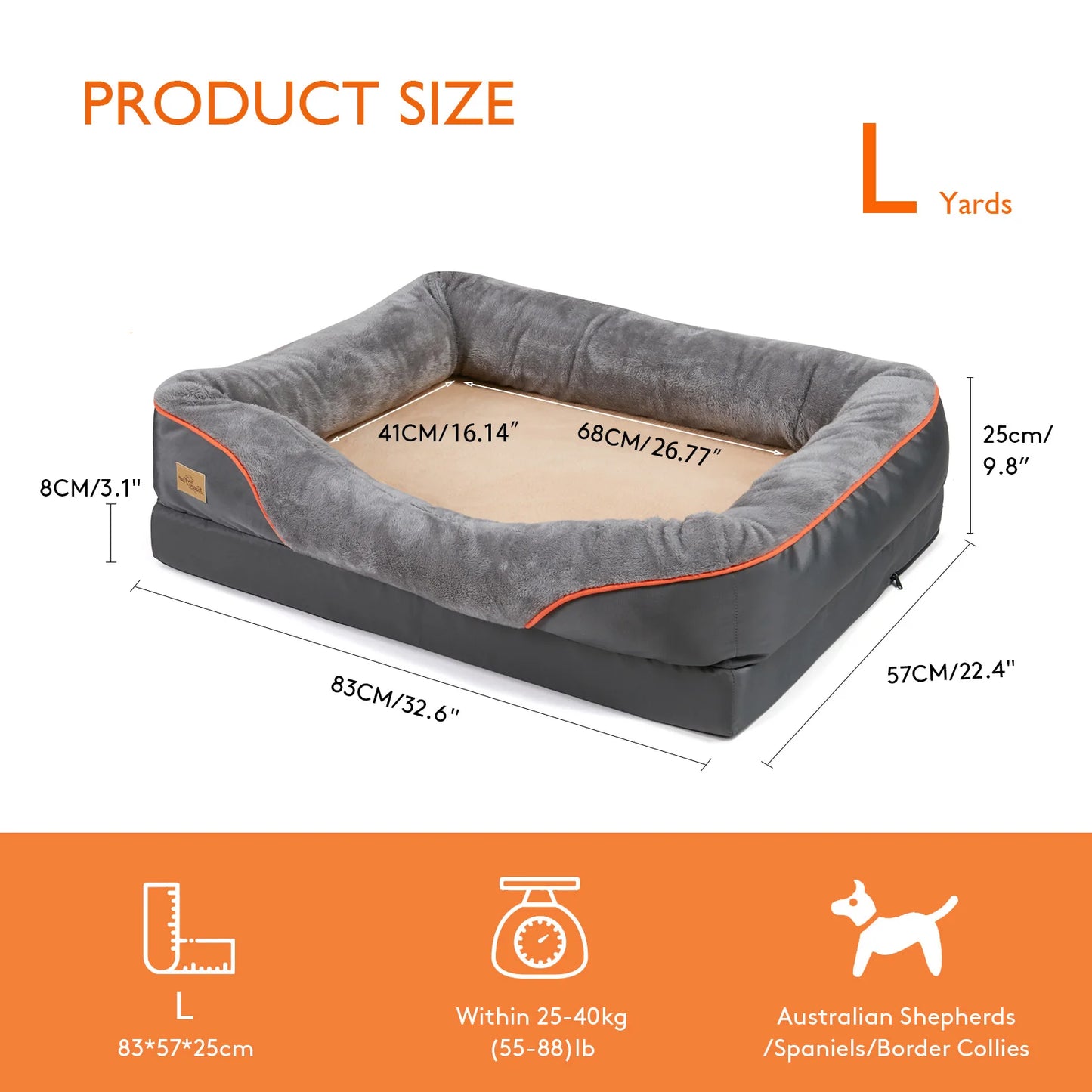 BINGOPAWCN Large Dog Bed With Anti Allergy Fleece Waterproof Cover