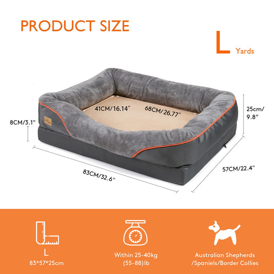 BINGOPAWCN Dog Bed With Removable Washable Cover Anti Allergy Waterproof
